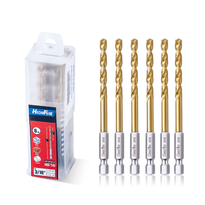 3/16" Hex Shank Drill Bits(6 Pcs)