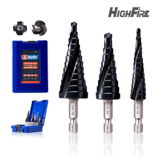 3PCS Cobalt Step Drill Bit Set