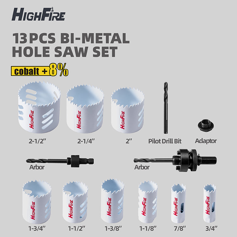 13pcs Bi-metal Hole Saw Kit