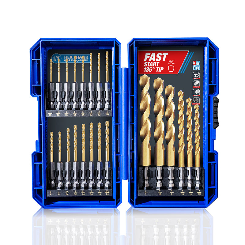 22pcs Hex Shank Drill Bit Set