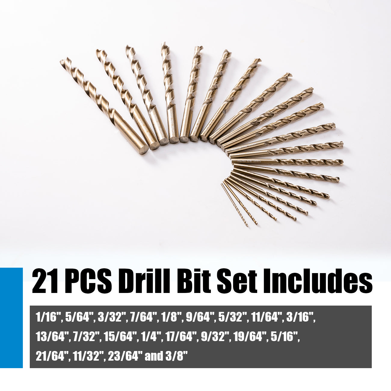 21PCS M35 Cobalt Drill Bit Set