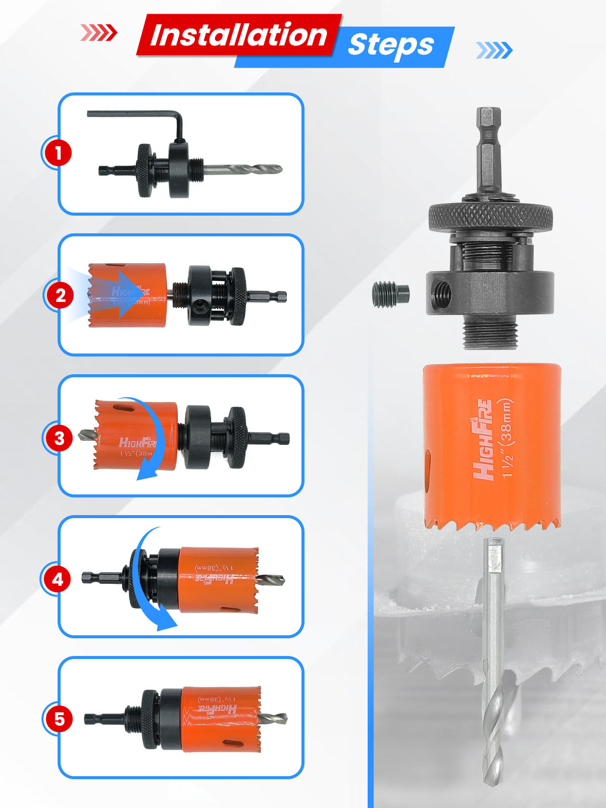 17pcs Hex Shank Hole Saw Kit